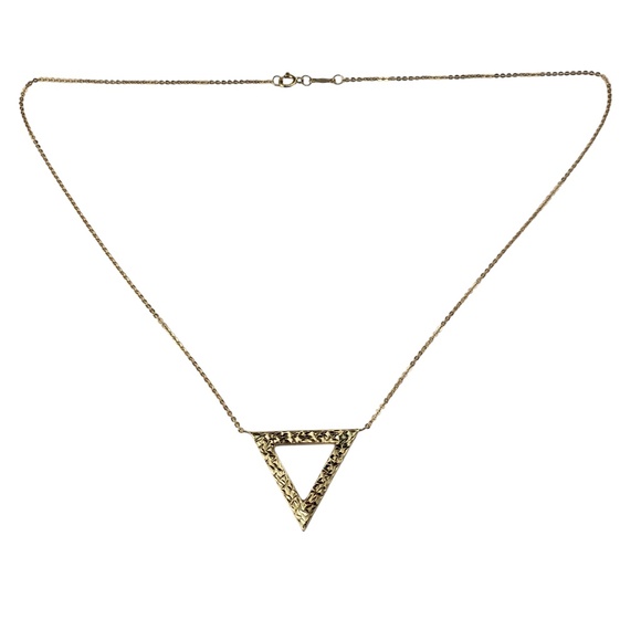 14 Karat Yellow Gold Triangle Pendant Necklace #20634 - Picture 2 of 8